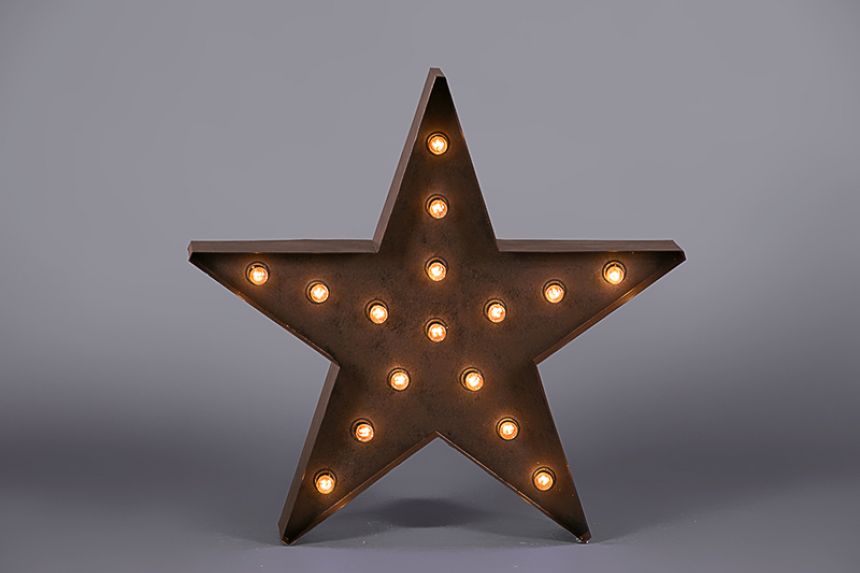 Illuminated Tarnished Metal Star Floor Lamp main image